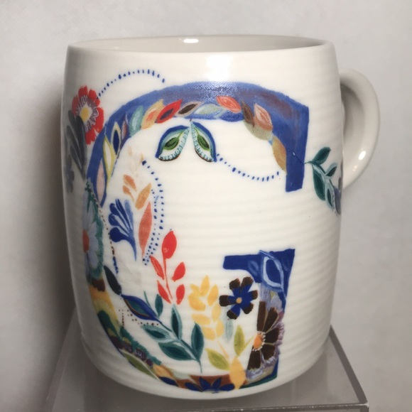 Anthropologie Brand NEW Starla M. Halfmann Petal Palette Monogram Letter G Mug - Picture 1 of 8